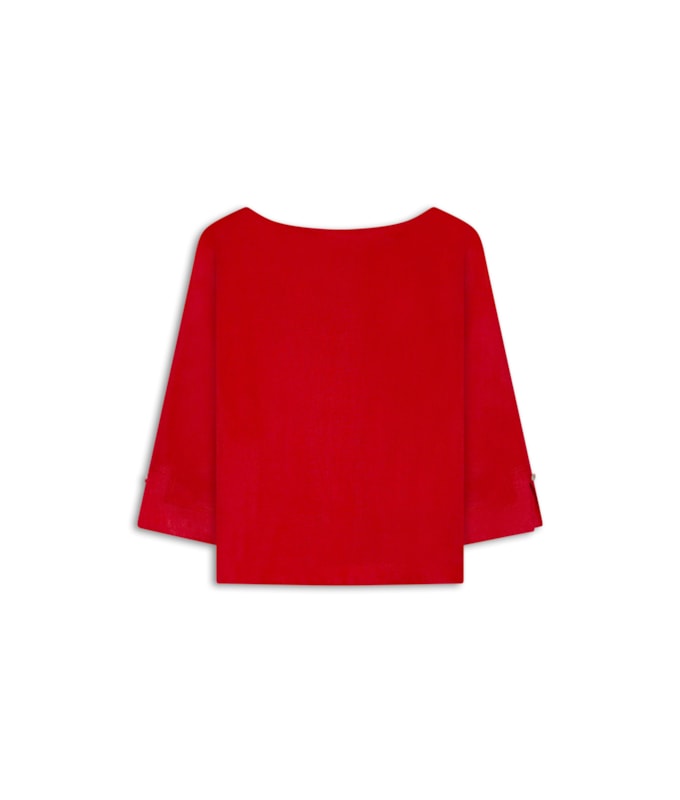Blusa Lauren  Puro Linho Vermelho