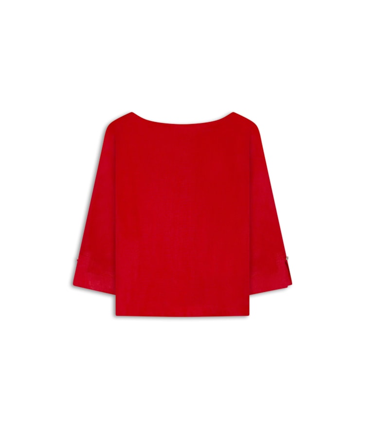 Blusa Lauren  Puro Linho Vermelho