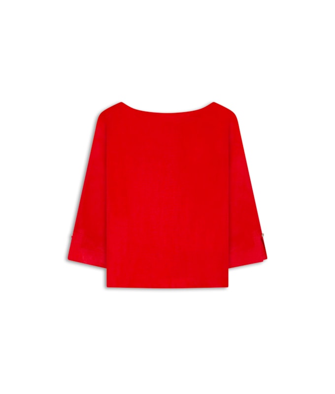 Blusa Lauren  Puro Linho Vermelho