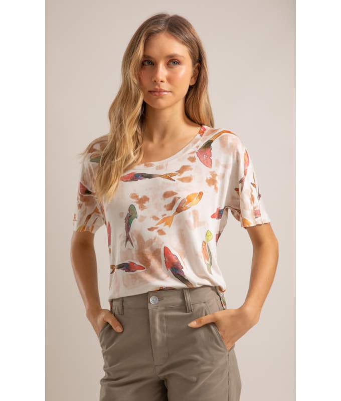 Blusa Lexi Estampa Pesce Lb Marrom