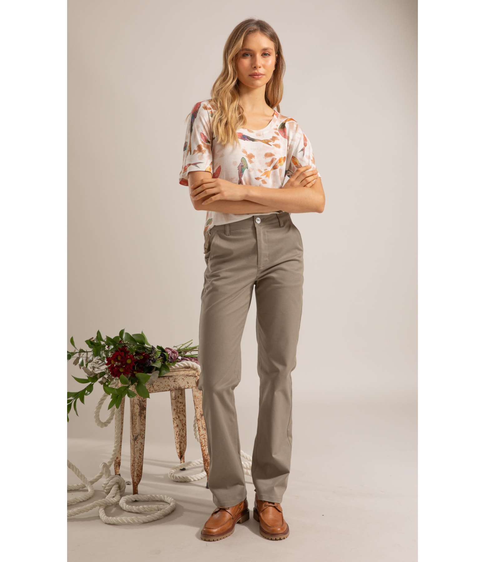 Blusa Lexi Estampa Pesce Lb Marrom