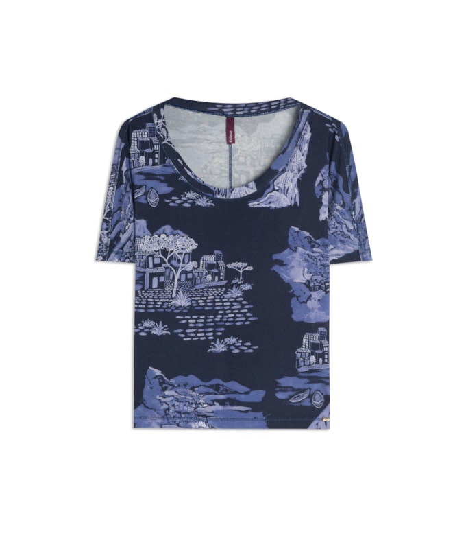 Blusa Lexi Estampa Spiaggia Lb Purple Blue