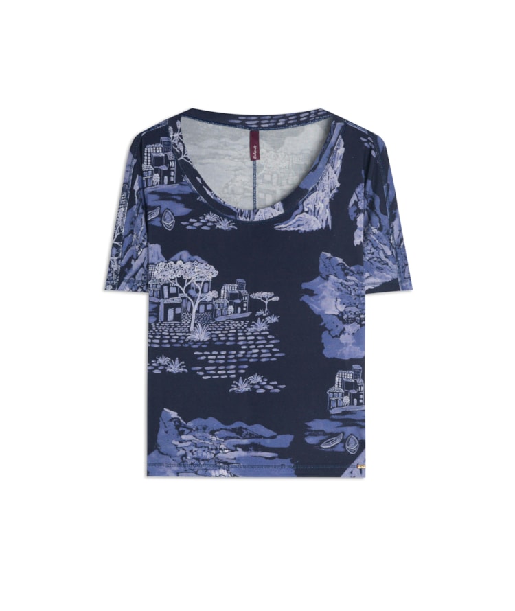 Blusa Lexi Estampa Spiaggia Lb Purple Blue
