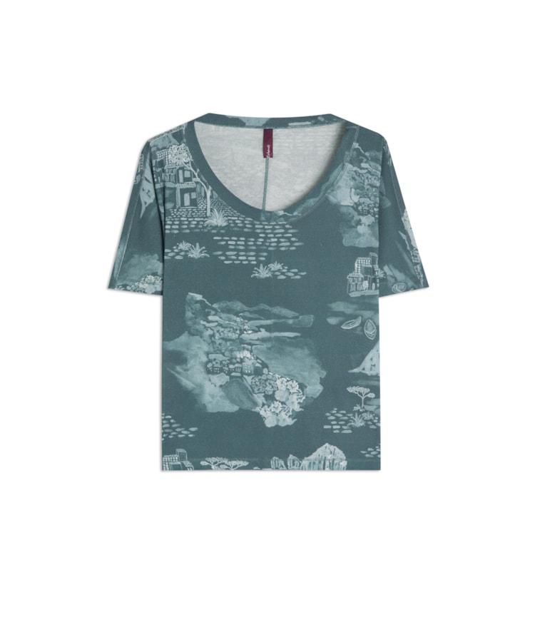 Blusa Lexi Estampa Spiaggia Lb Verde Army