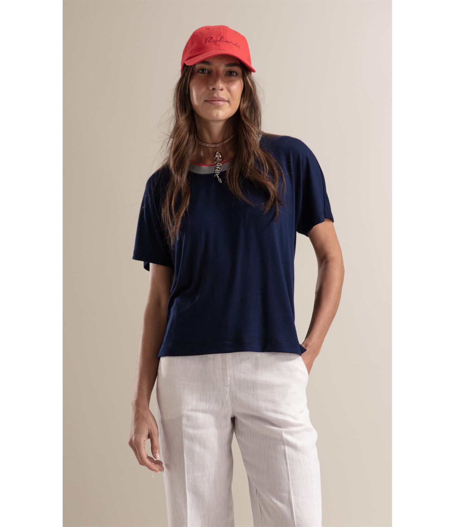 Blusa Lexi Retilínea Friso Marinho