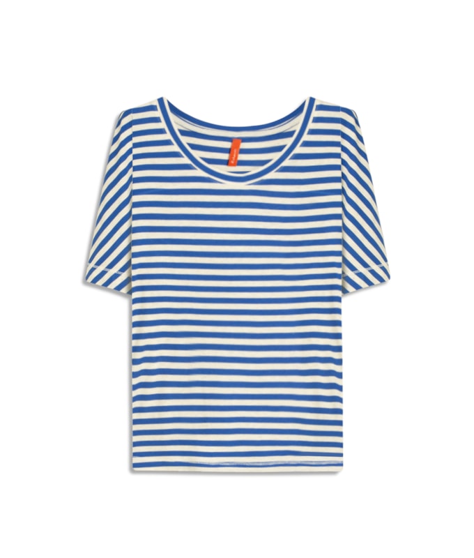 Blusa Lexy Listrada Linho Azul Bic