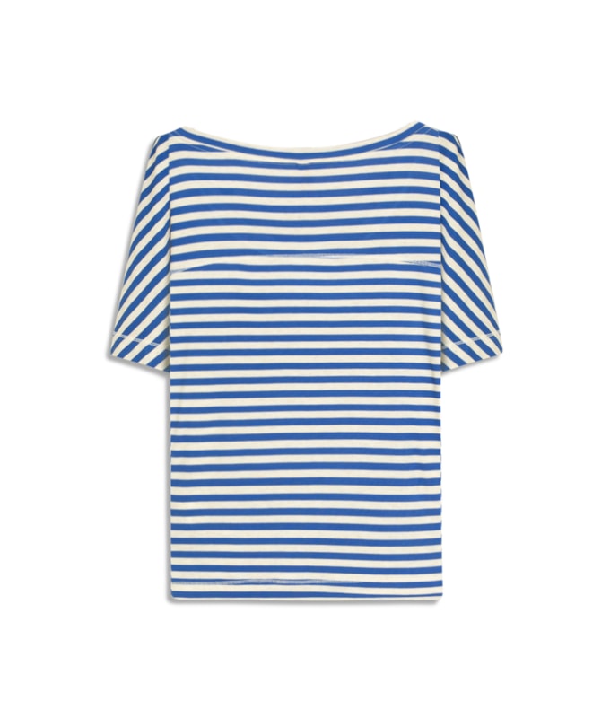 Blusa Lexy Listrada Linho Azul Bic