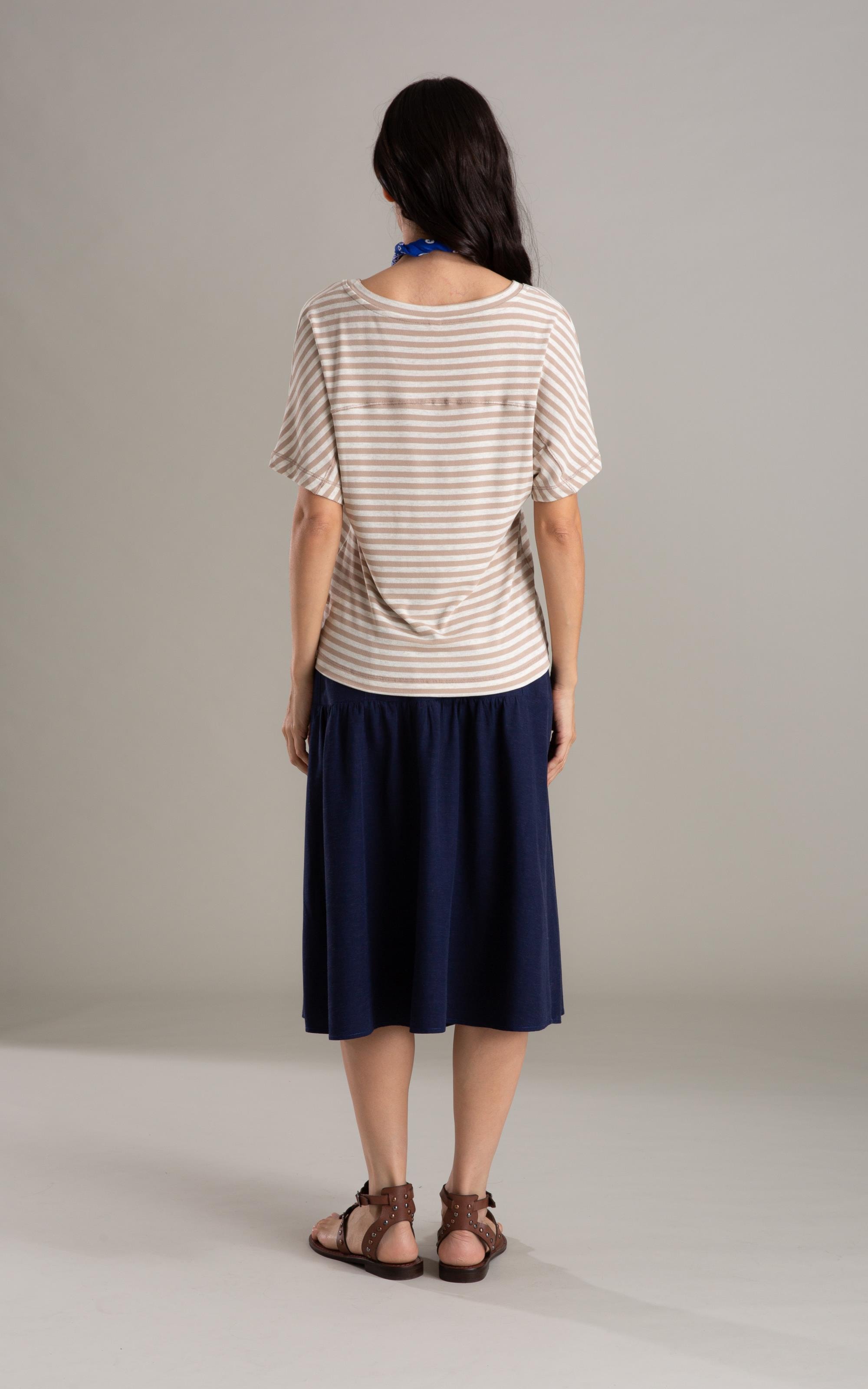 Blusa Lexy Listrada Linho Off White