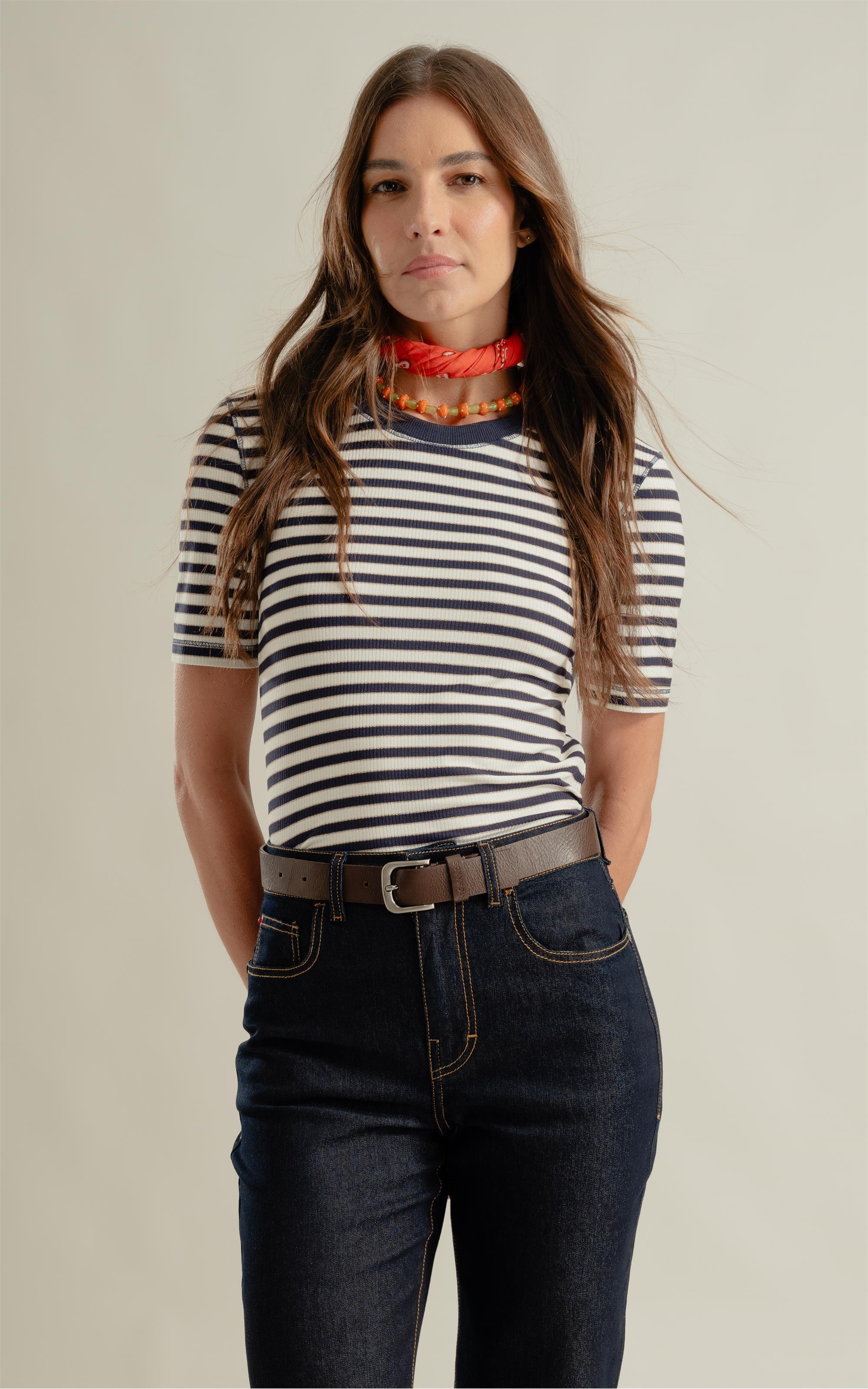 Blusa Lina Canelado Shine Dark Navy
