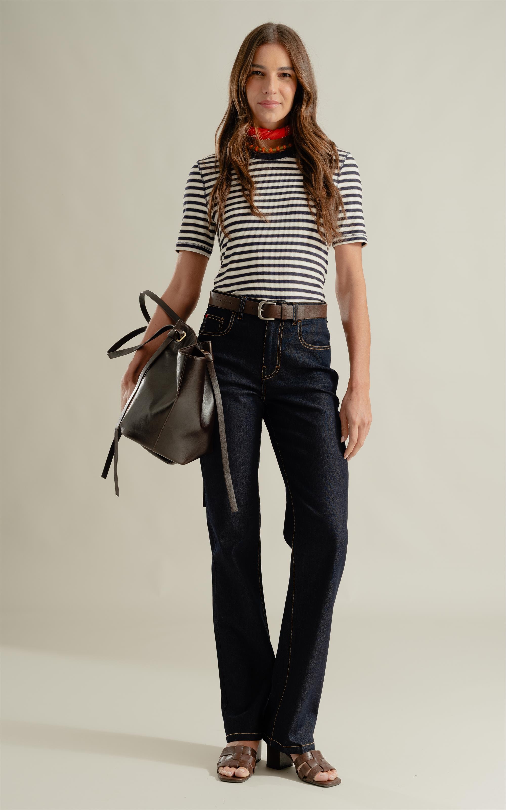 Blusa Lina Canelado Shine Dark Navy