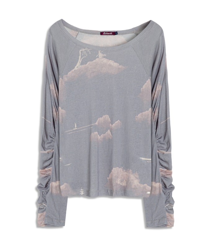 Blusa Linho  Akane Estampa Rekishi Azul Pervante