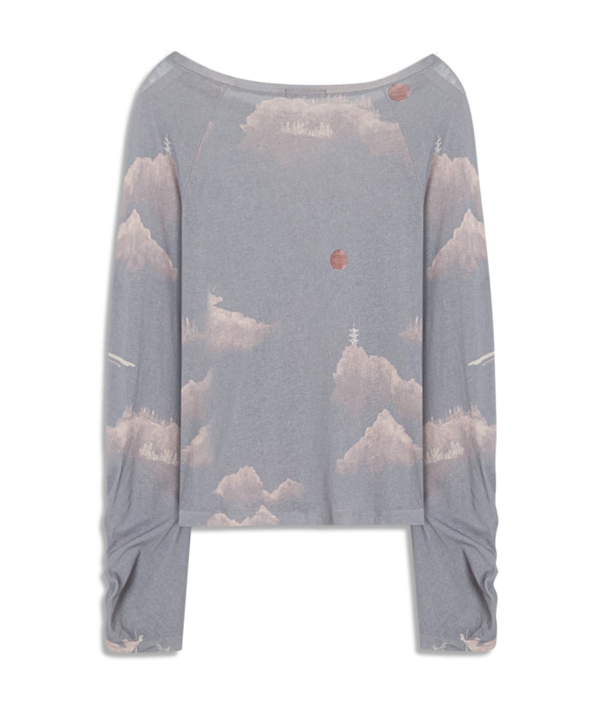 Blusa Linho  Akane Estampa Rekishi Azul Pervante