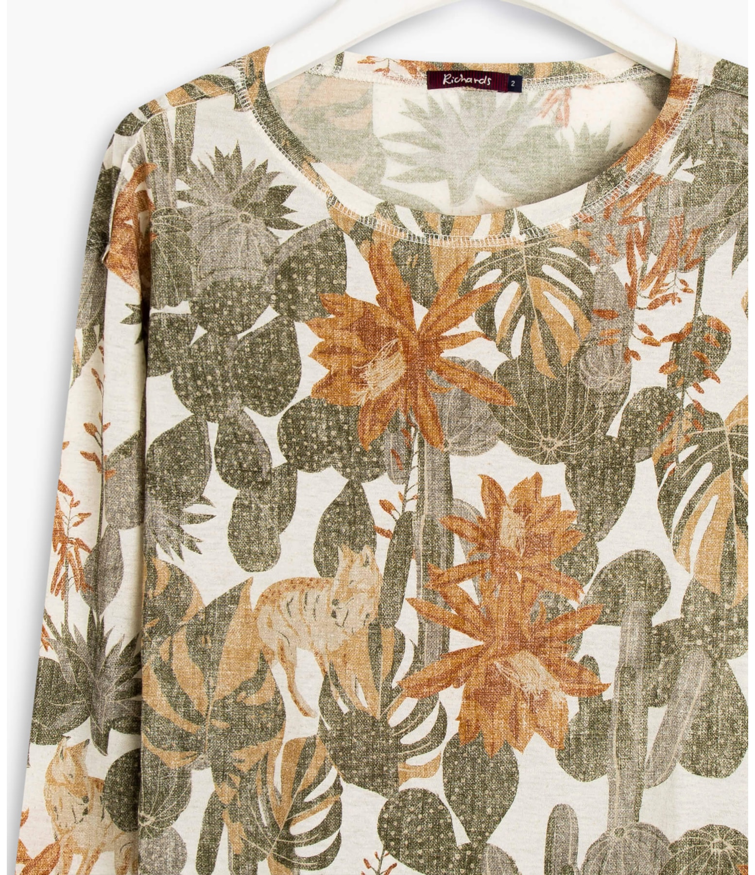 Blusa Linho  Ali Est. Cacti Telha