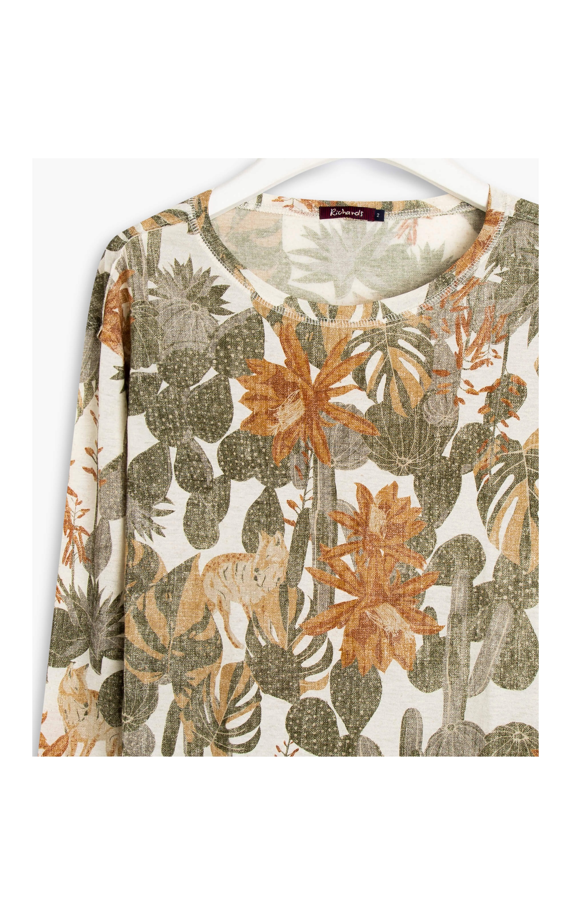 Blusa Linho  Ali Est. Cacti Telha