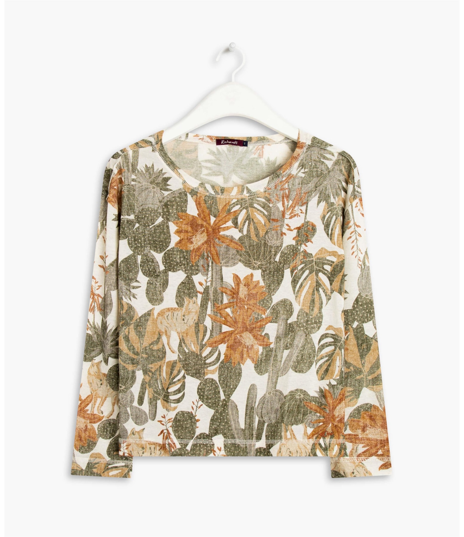 Blusa Linho  Ali Est. Cacti Telha