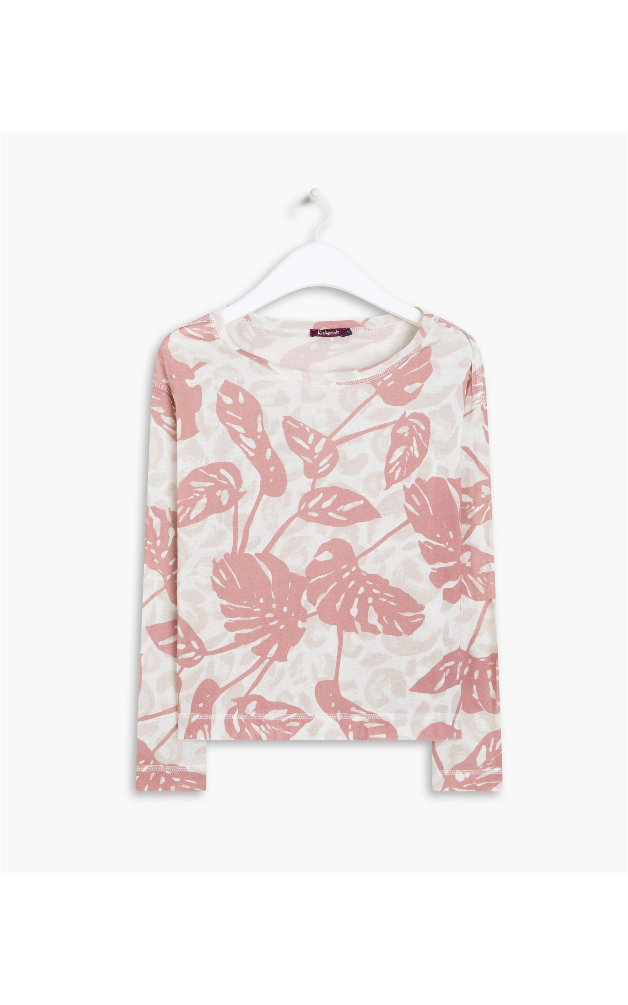 Blusa Linho  Ali  Estampa Monstera Onça Blush