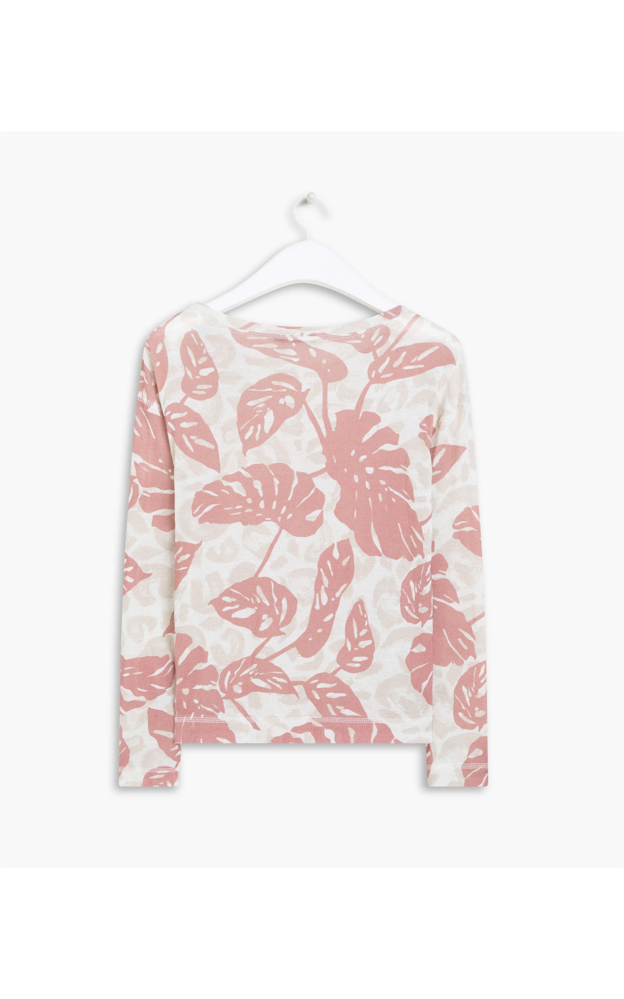 Blusa Linho  Ali  Estampa Monstera Onça Blush
