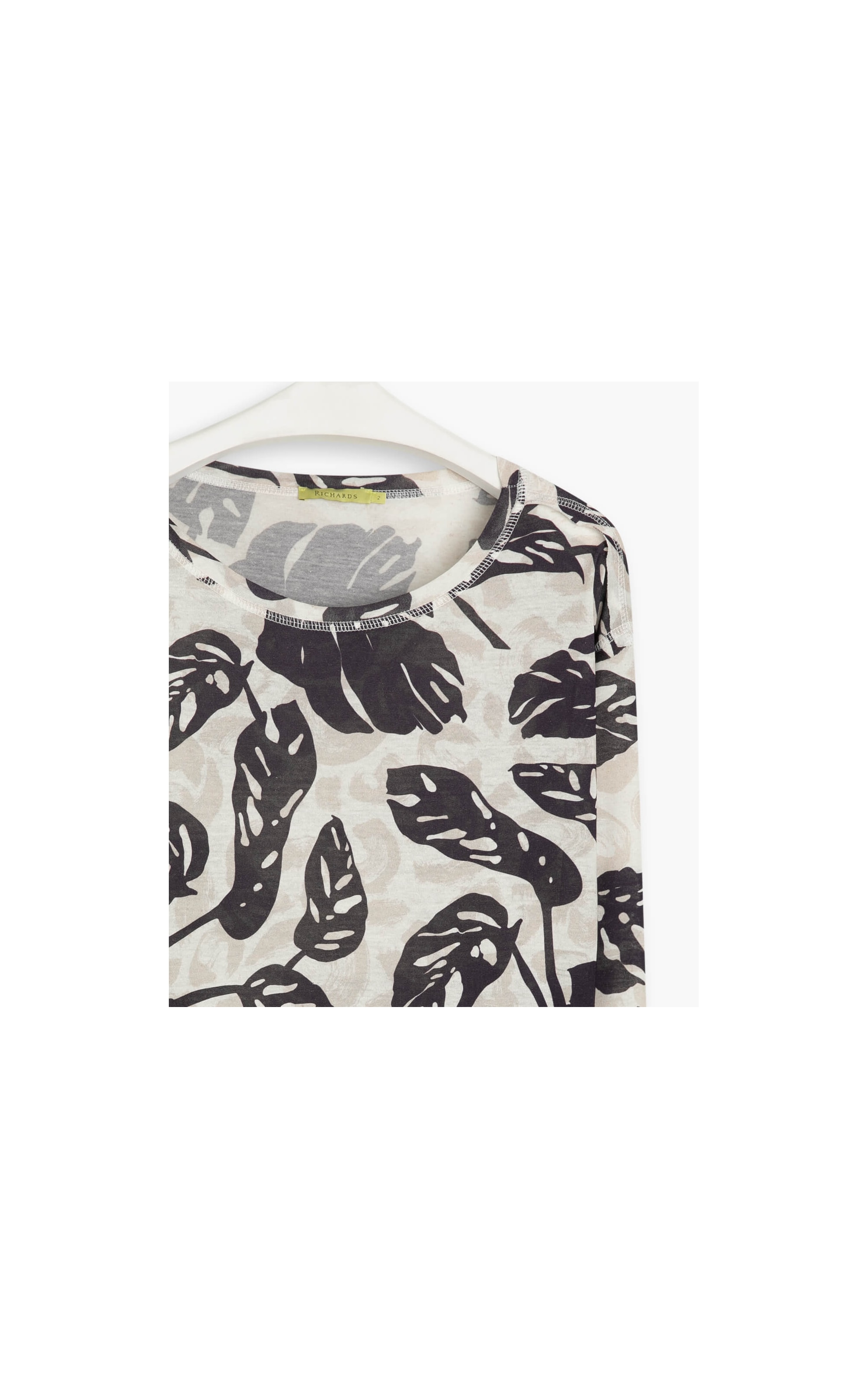 Blusa Linho  Ali  Estampa Monstera Onça Dark Navy
