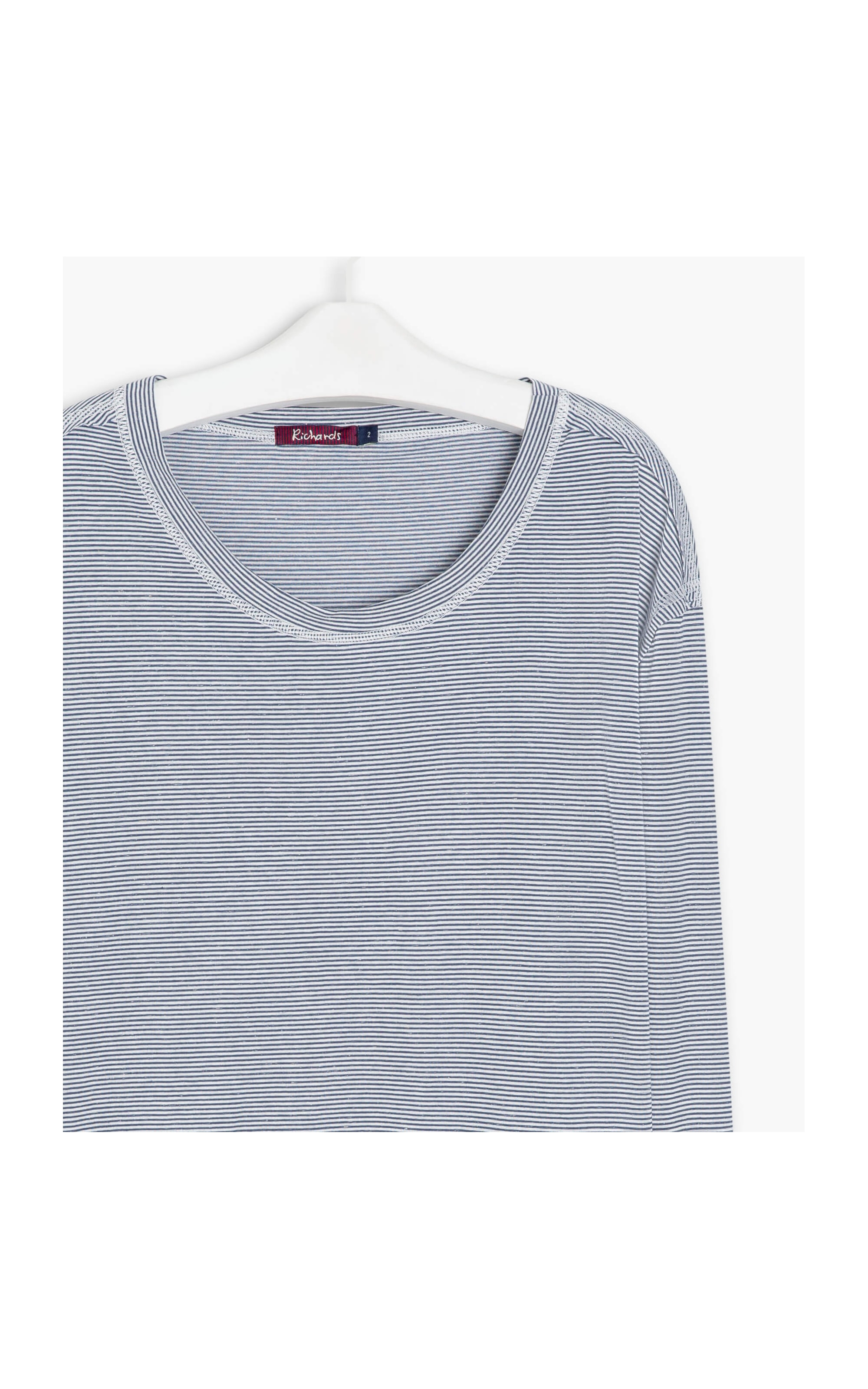 Blusa Linho  Ali Listrada Azul Medio