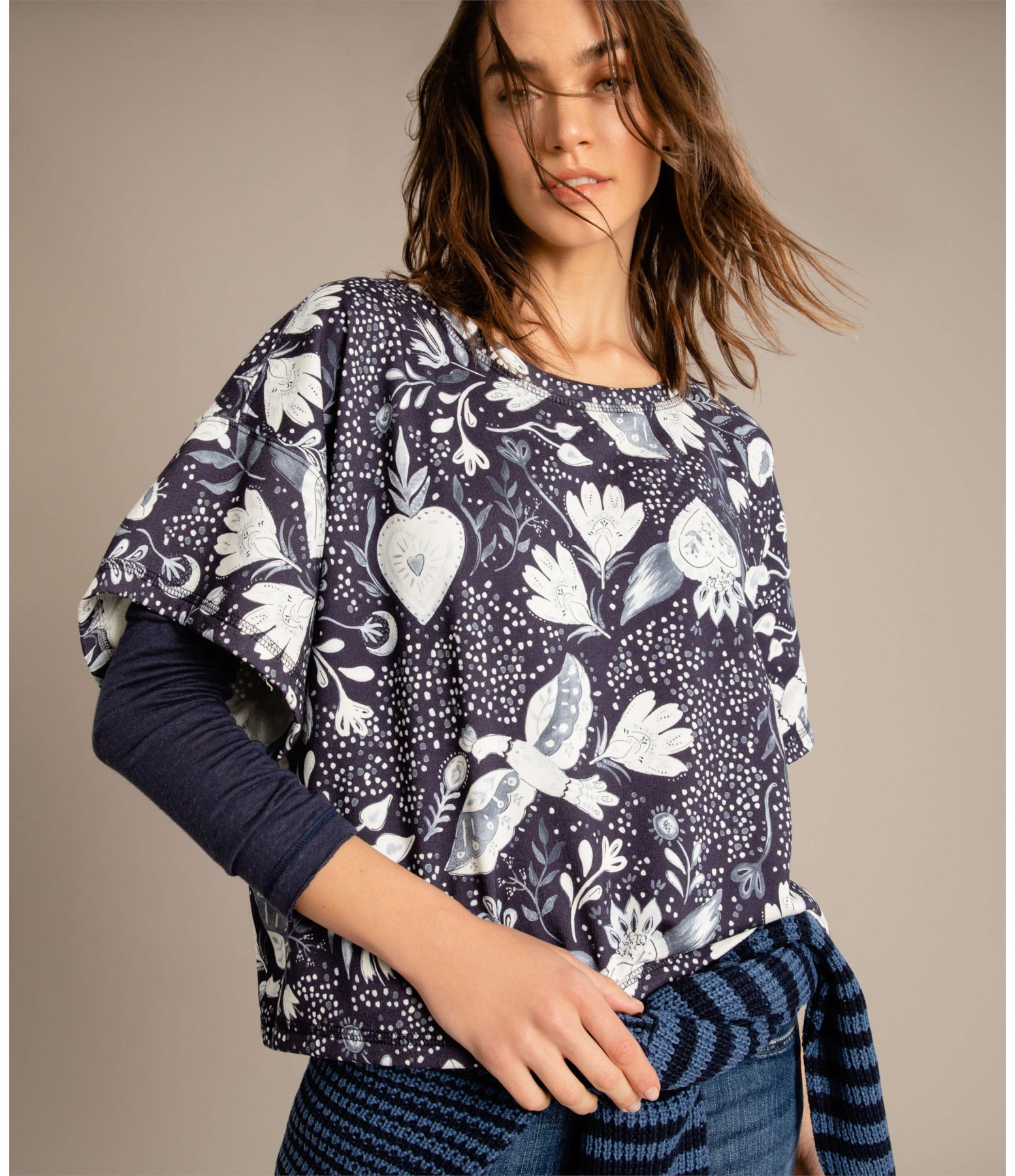 Blusa Linho  Ali Mistic Marinho