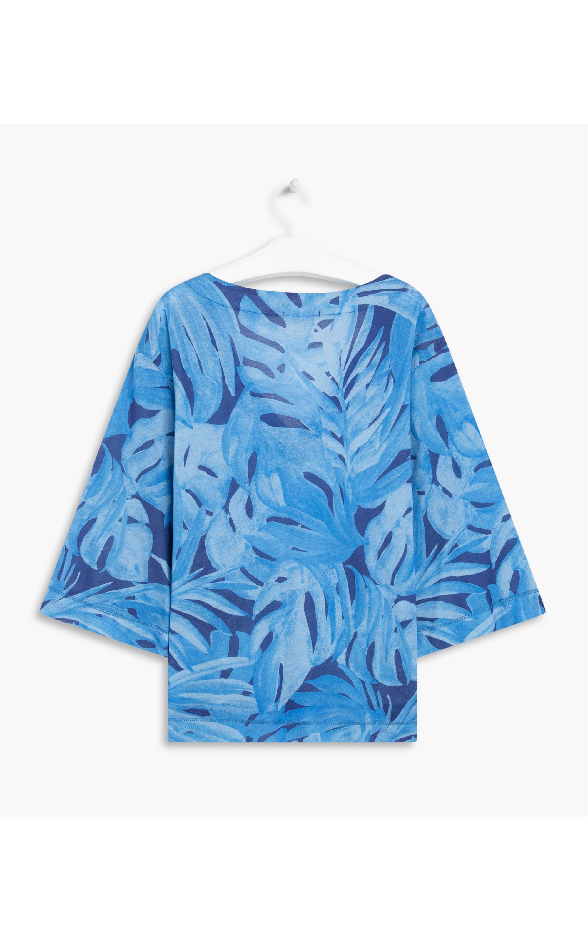 Blusa Linho  Amiria Estampa Thaiti Azul Bic