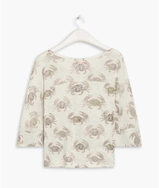 Blusa Linho  Arabela Est. Water Crabs Branco