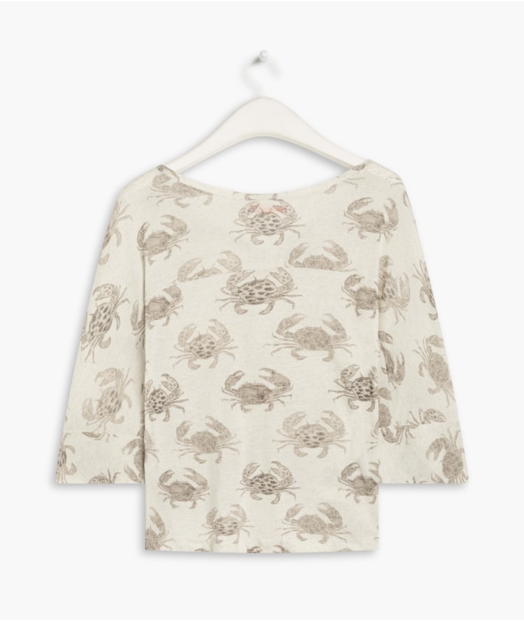 Blusa Linho  Arabela Est. Water Crabs Branco