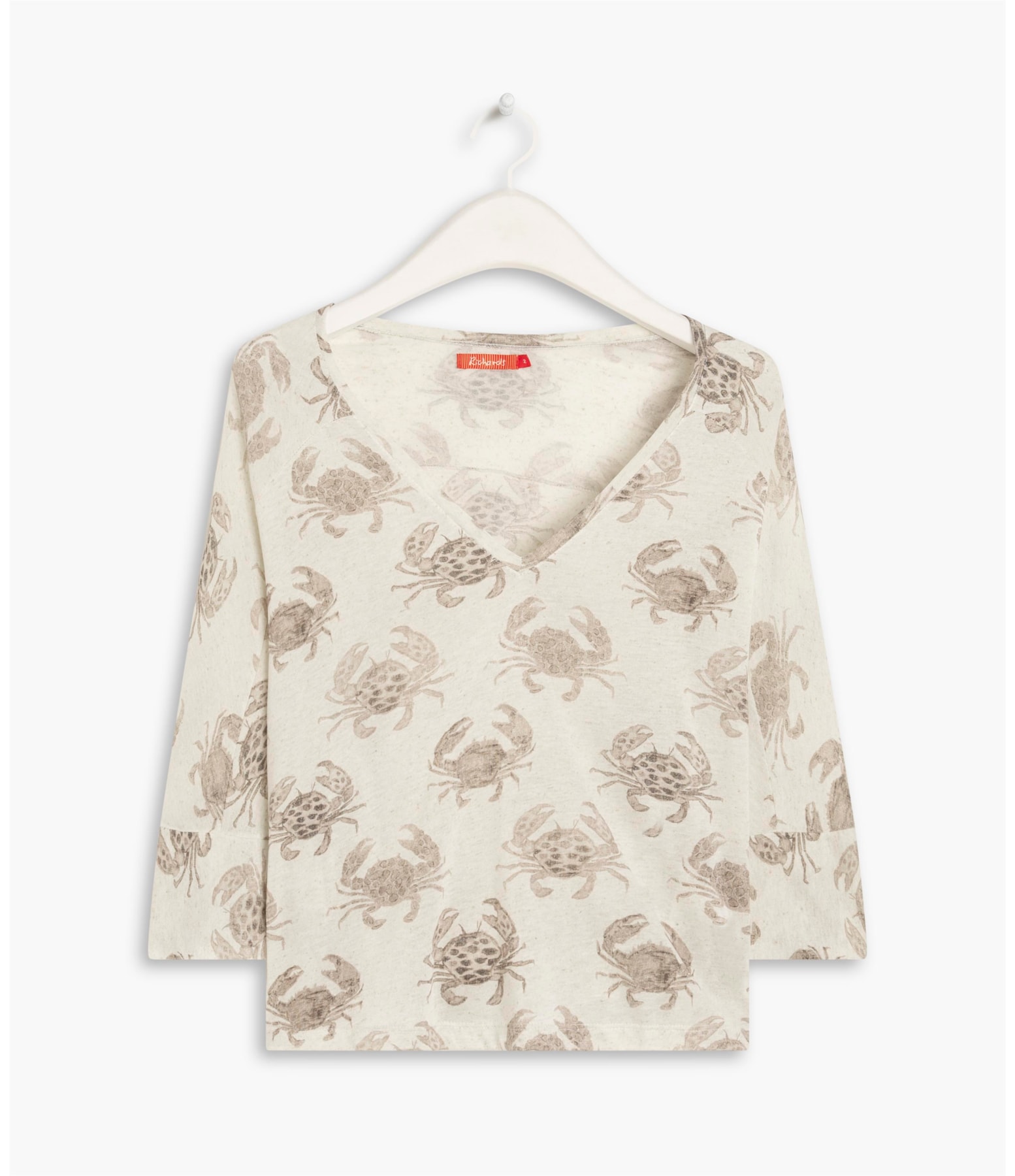 Blusa Linho  Arabela Est. Water Crabs Branco