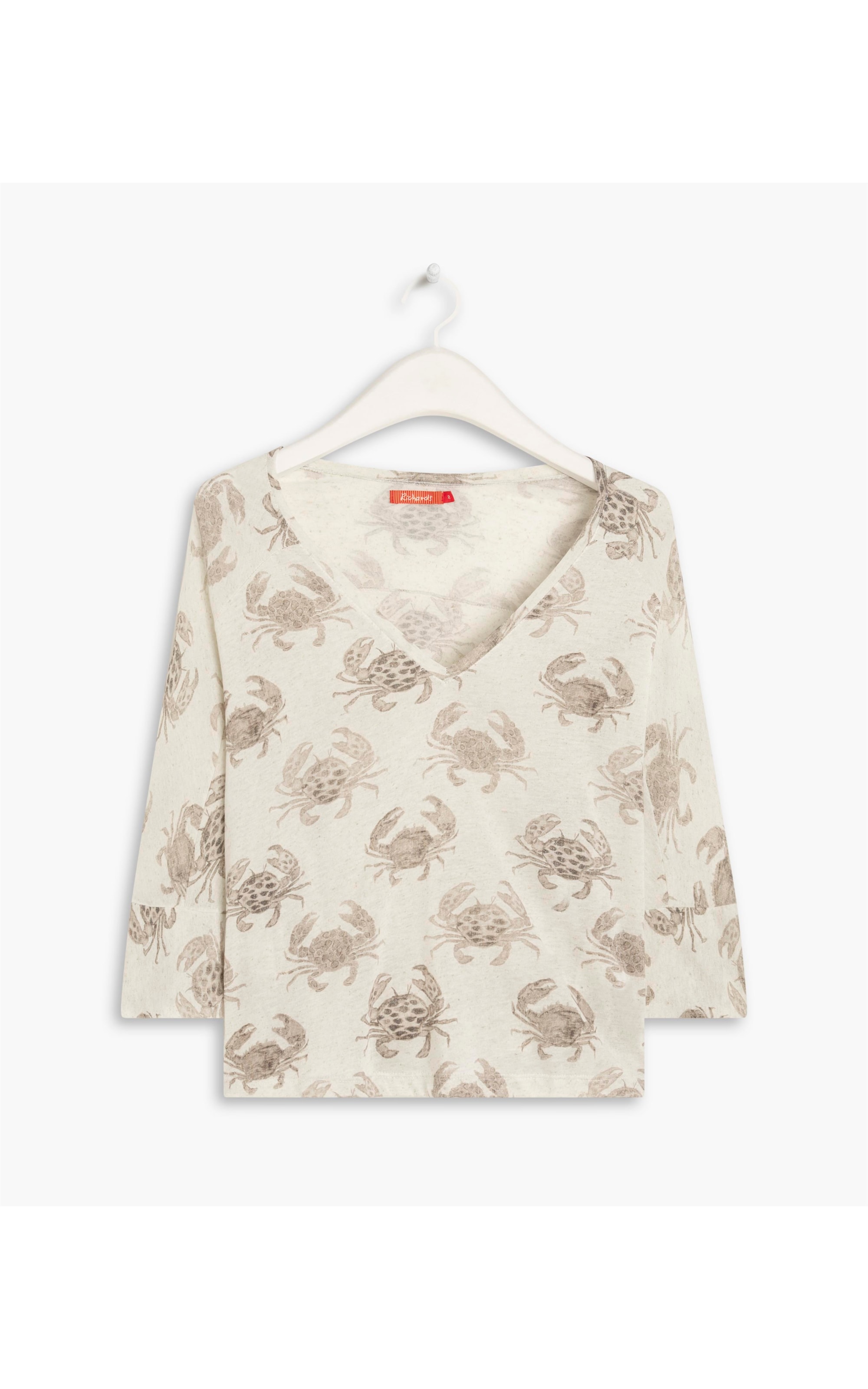 Blusa Linho  Arabela Est. Water Crabs Branco