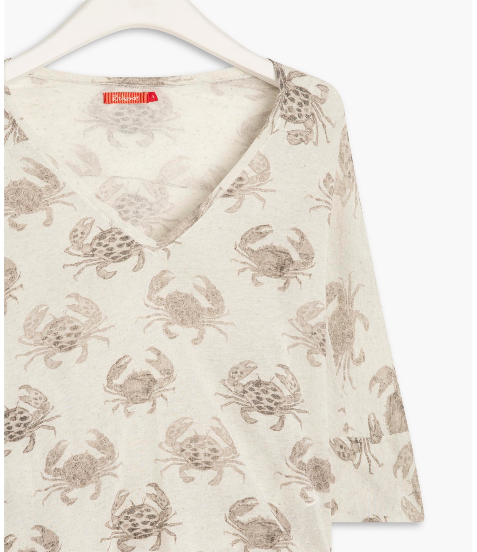 Blusa Linho  Arabela Est. Water Crabs Branco