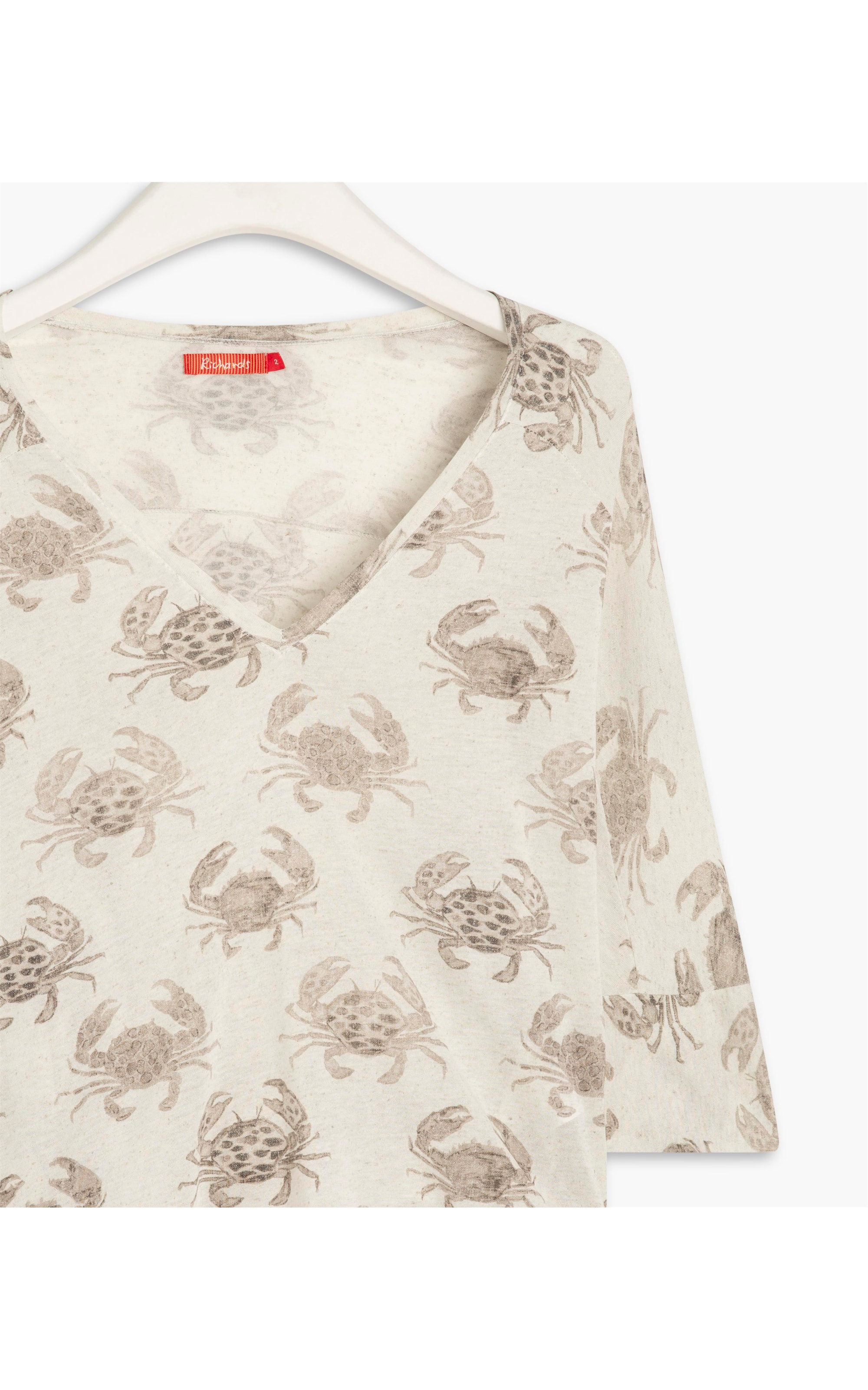 Blusa Linho  Arabela Est. Water Crabs Branco