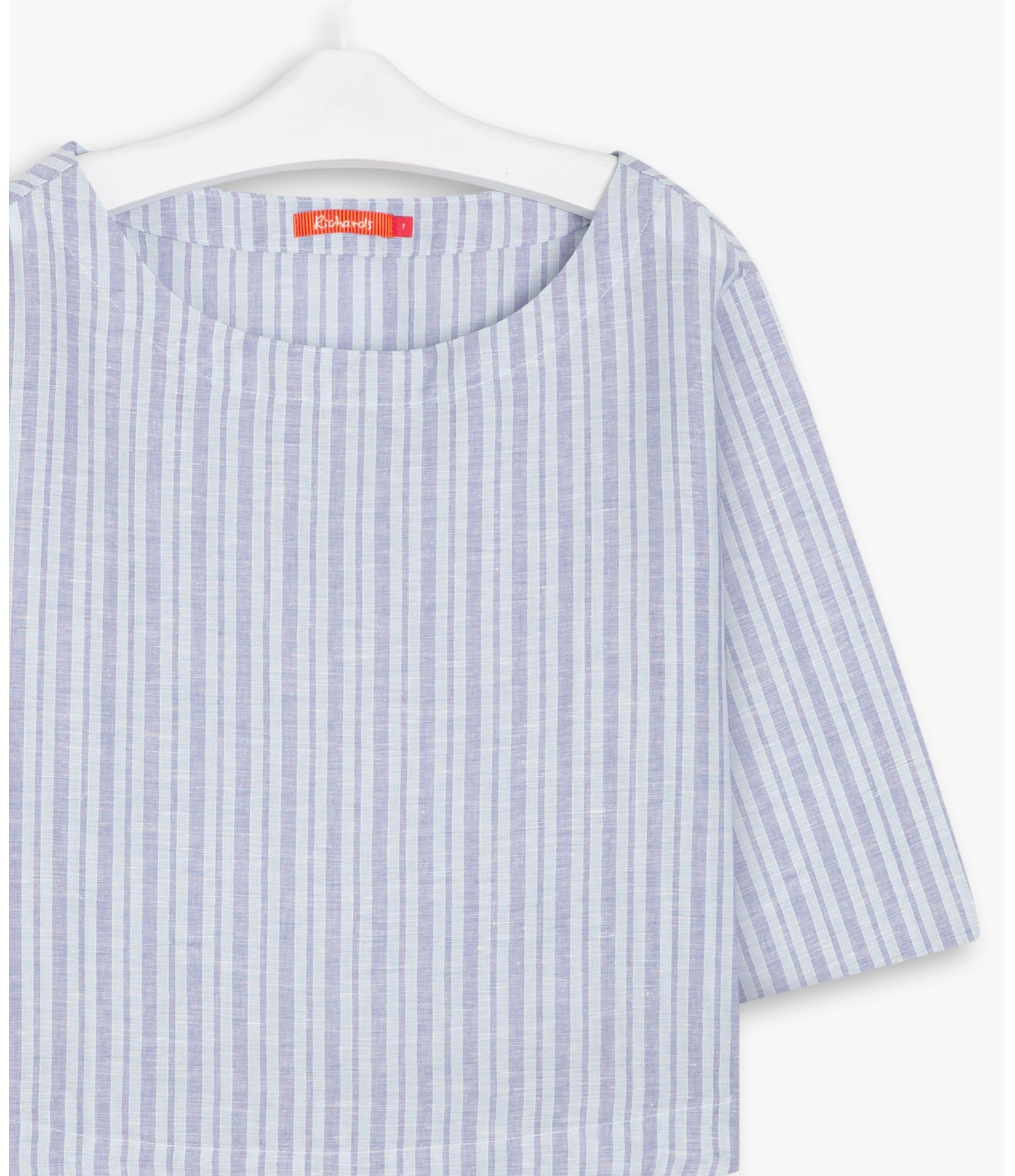 Blusa Linho  Arya Stripe Azul Pervante