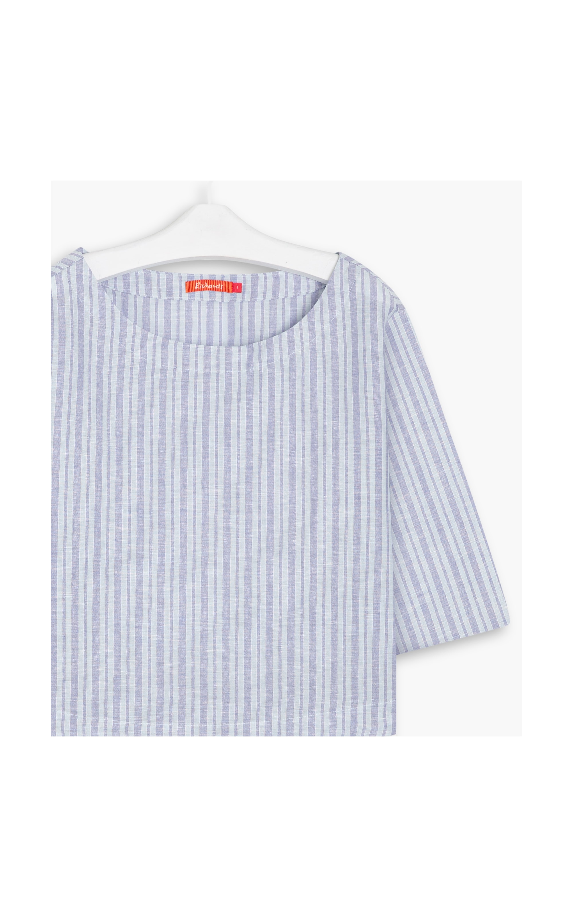 Blusa Linho  Arya Stripe Azul Pervante