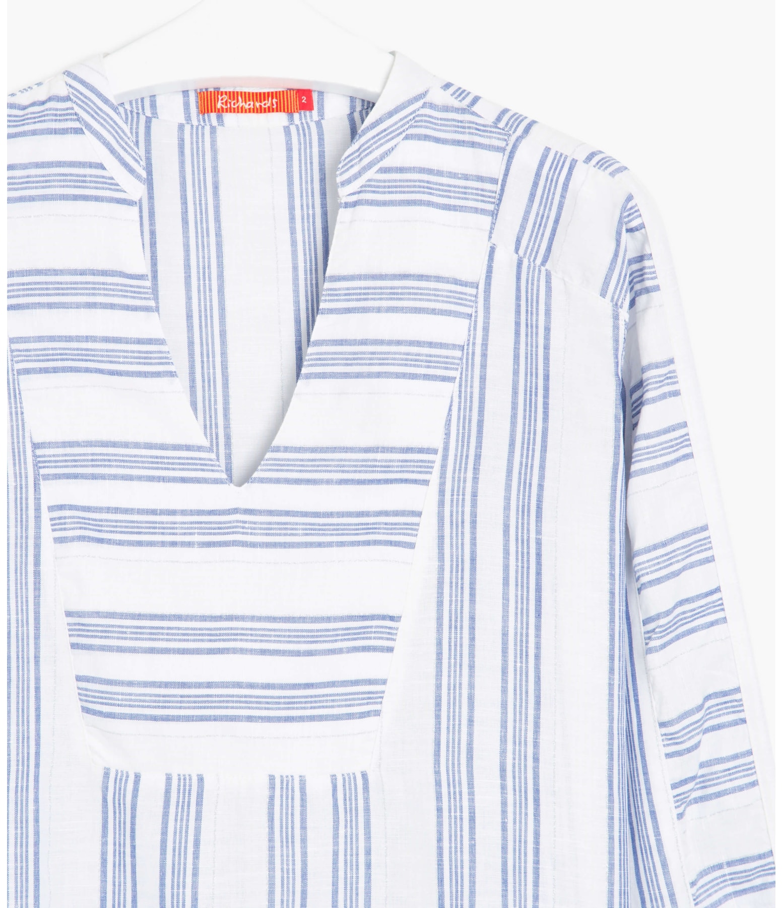 Blusa Linho  Beth Navy Stripe  Ft Ml Marinho