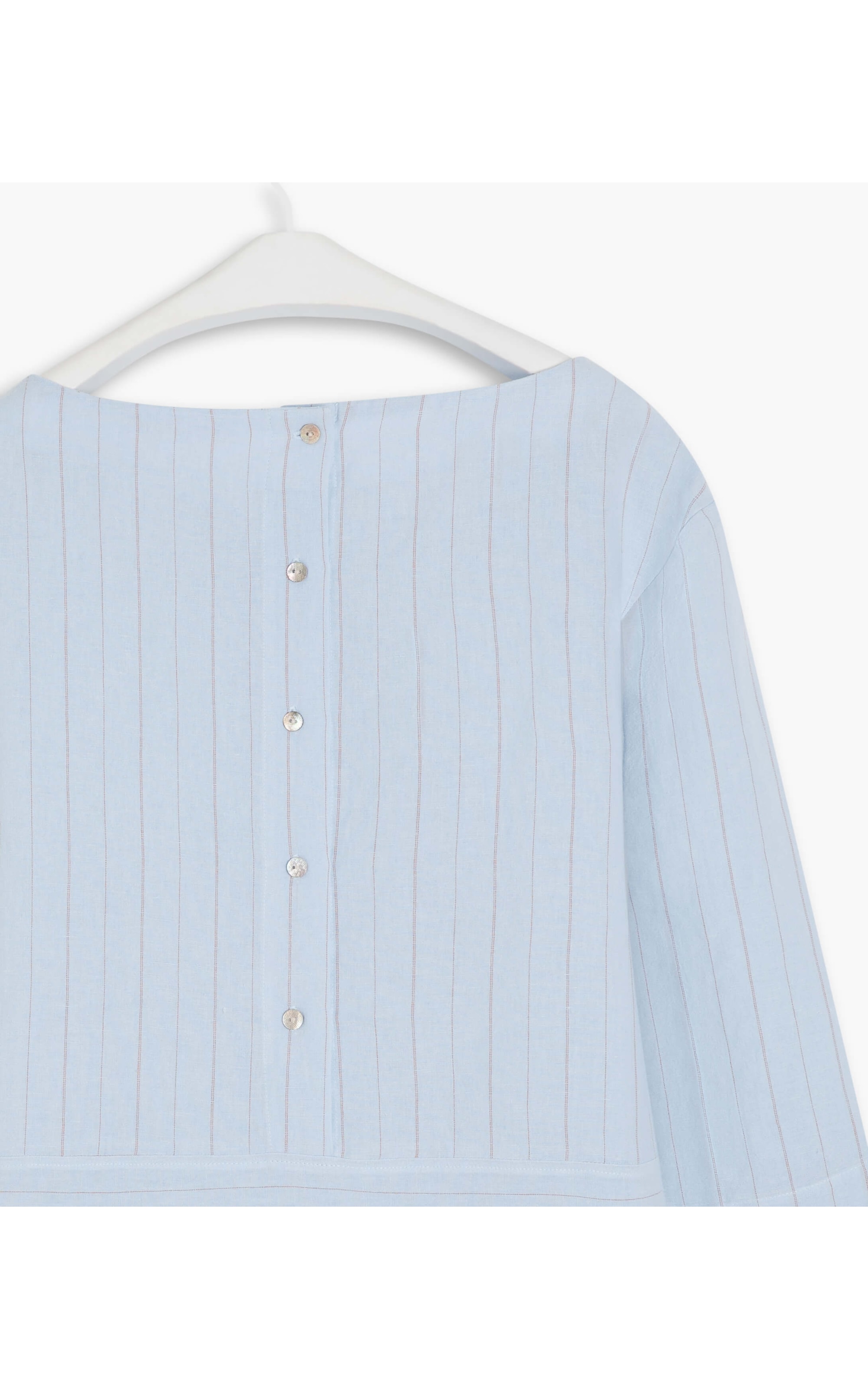 Blusa Linho  Bia Stripe Cinza Claro