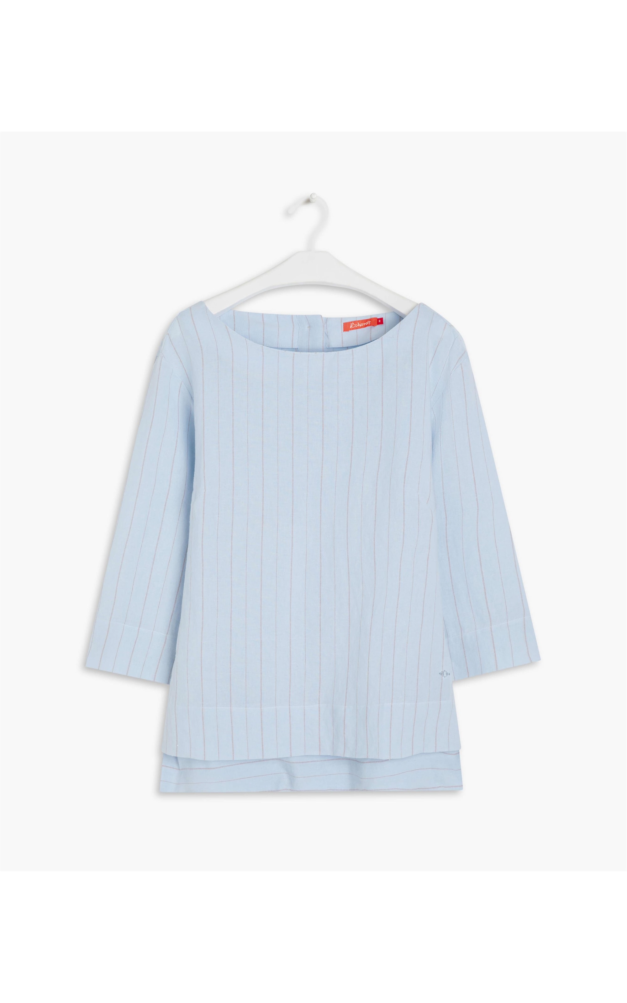 Blusa Linho  Bia Stripe Cinza Claro