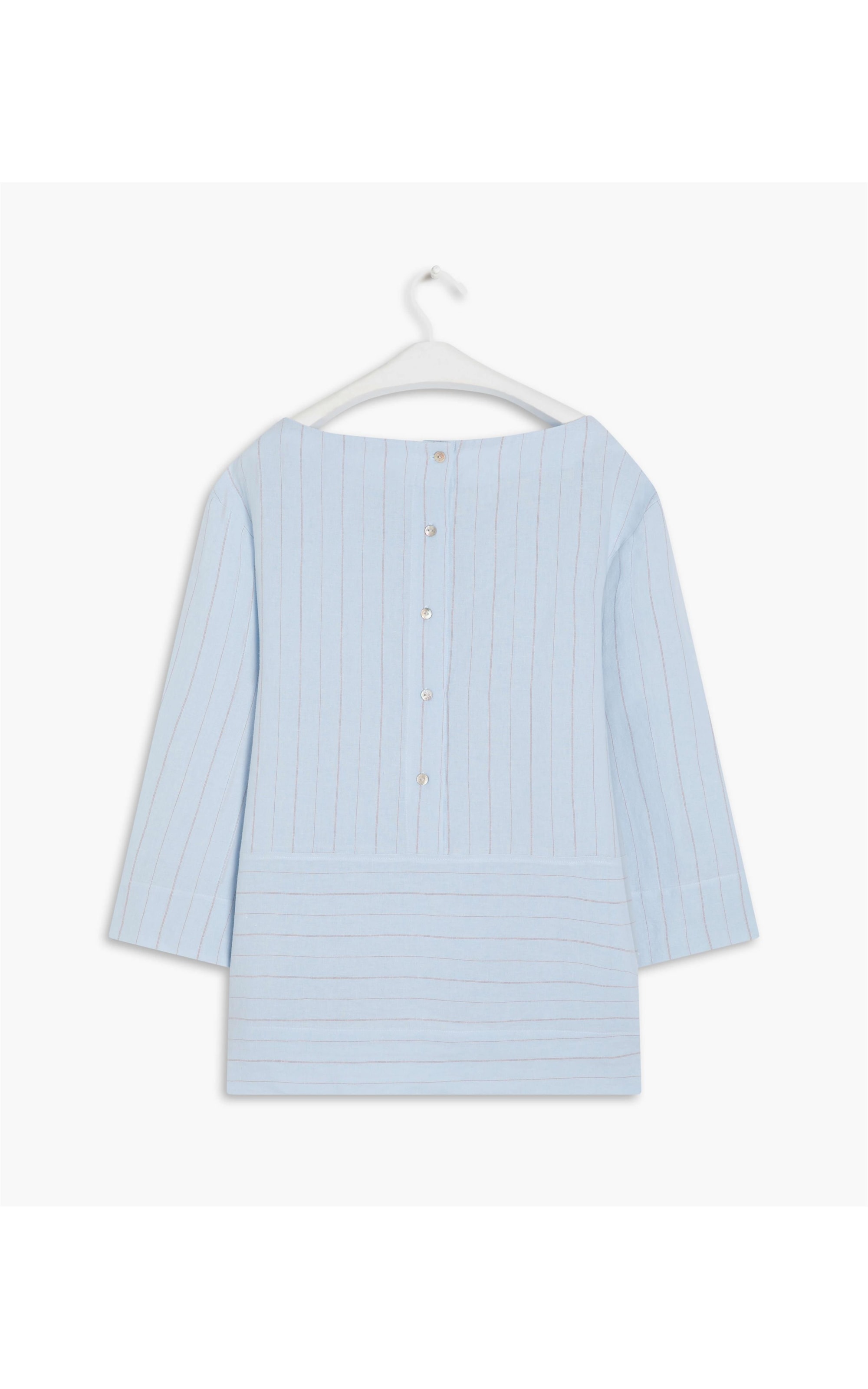 Blusa Linho  Bia Stripe Cinza Claro