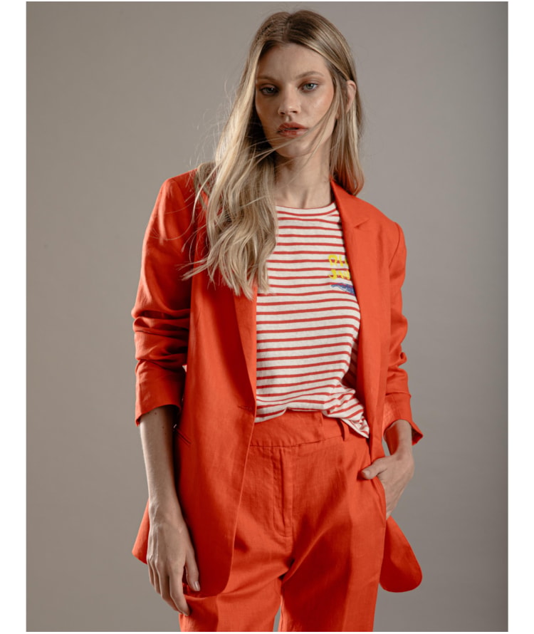 Blusa Linho  Camille Listrada Vermelho