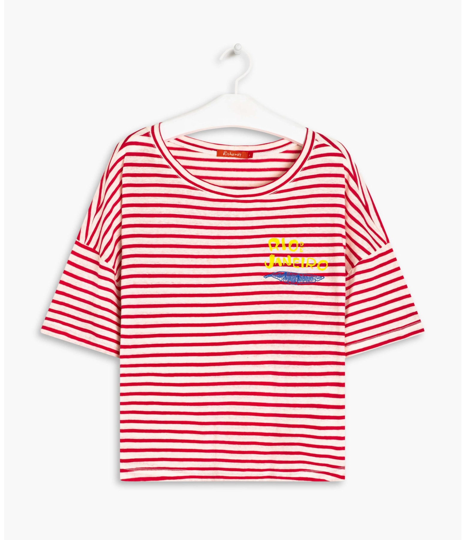 Blusa Linho  Camille Listrada Vermelho
