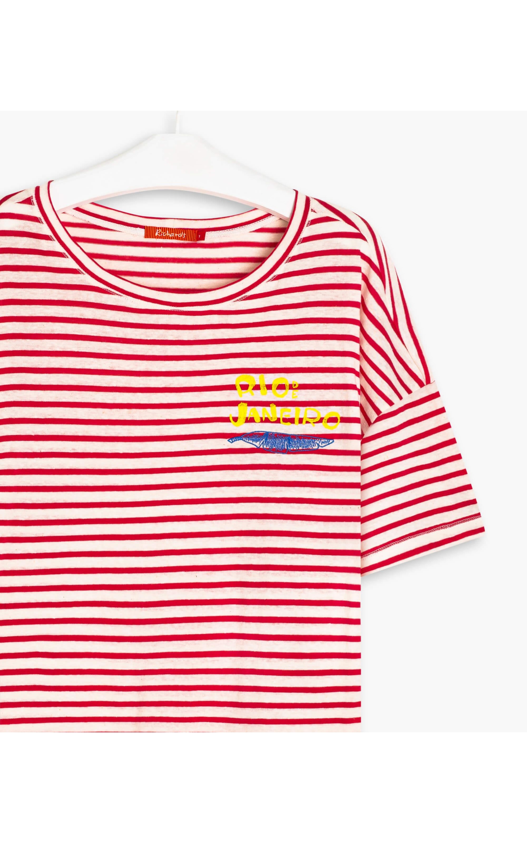 Blusa Linho  Camille Listrada Vermelho