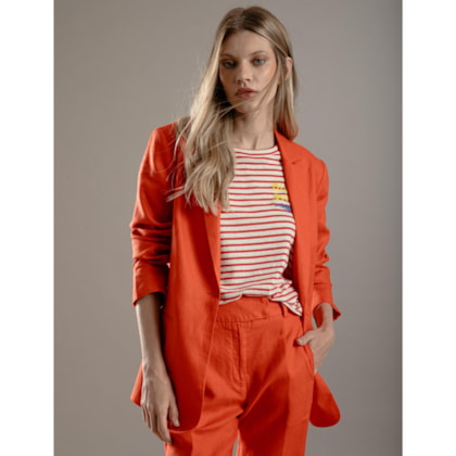 Blusa Linho  Camille Listrada Vermelho