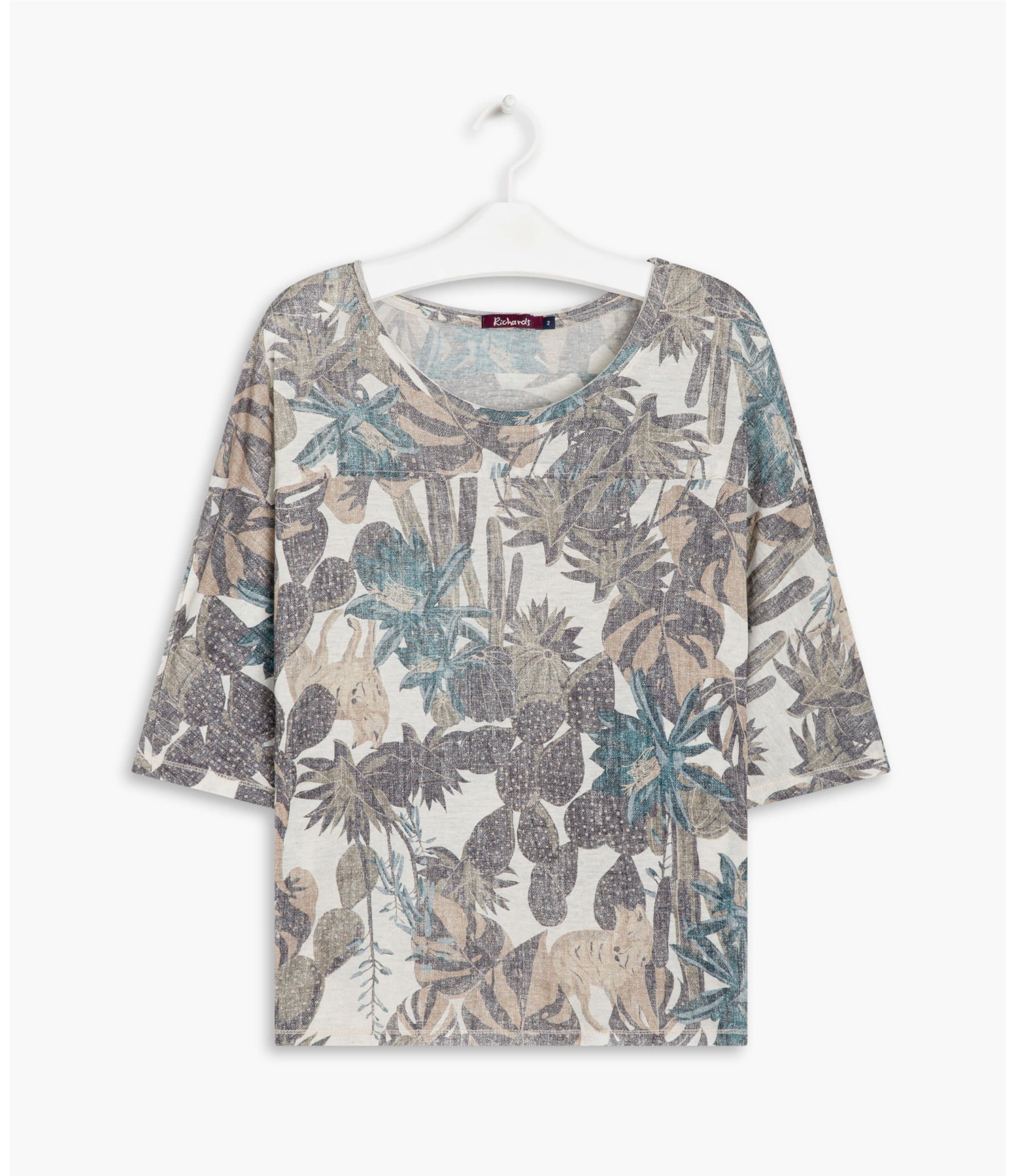 Blusa Linho  Chloe Est. Cacti Azul Bic