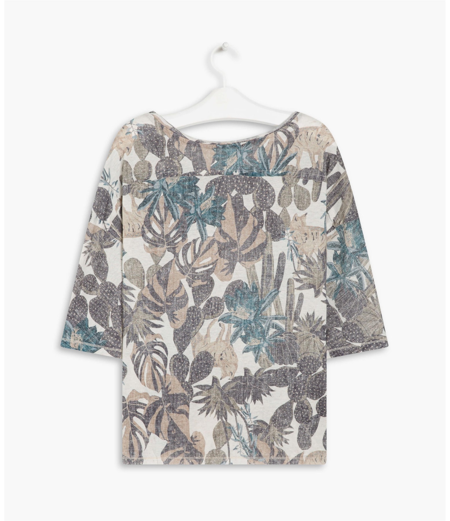 Blusa Linho  Chloe Est. Cacti Azul Bic