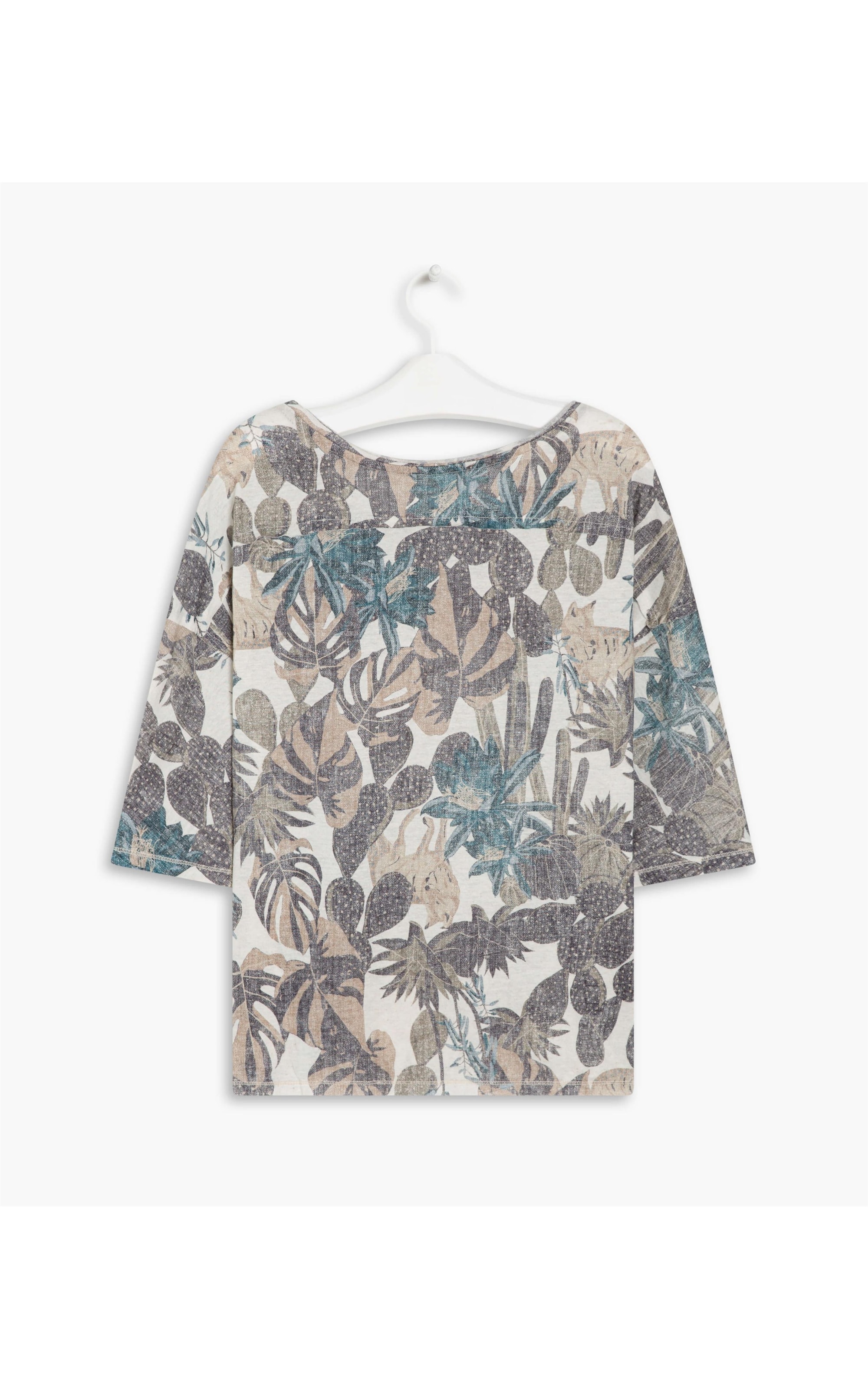 Blusa Linho  Chloe Est. Cacti Azul Bic