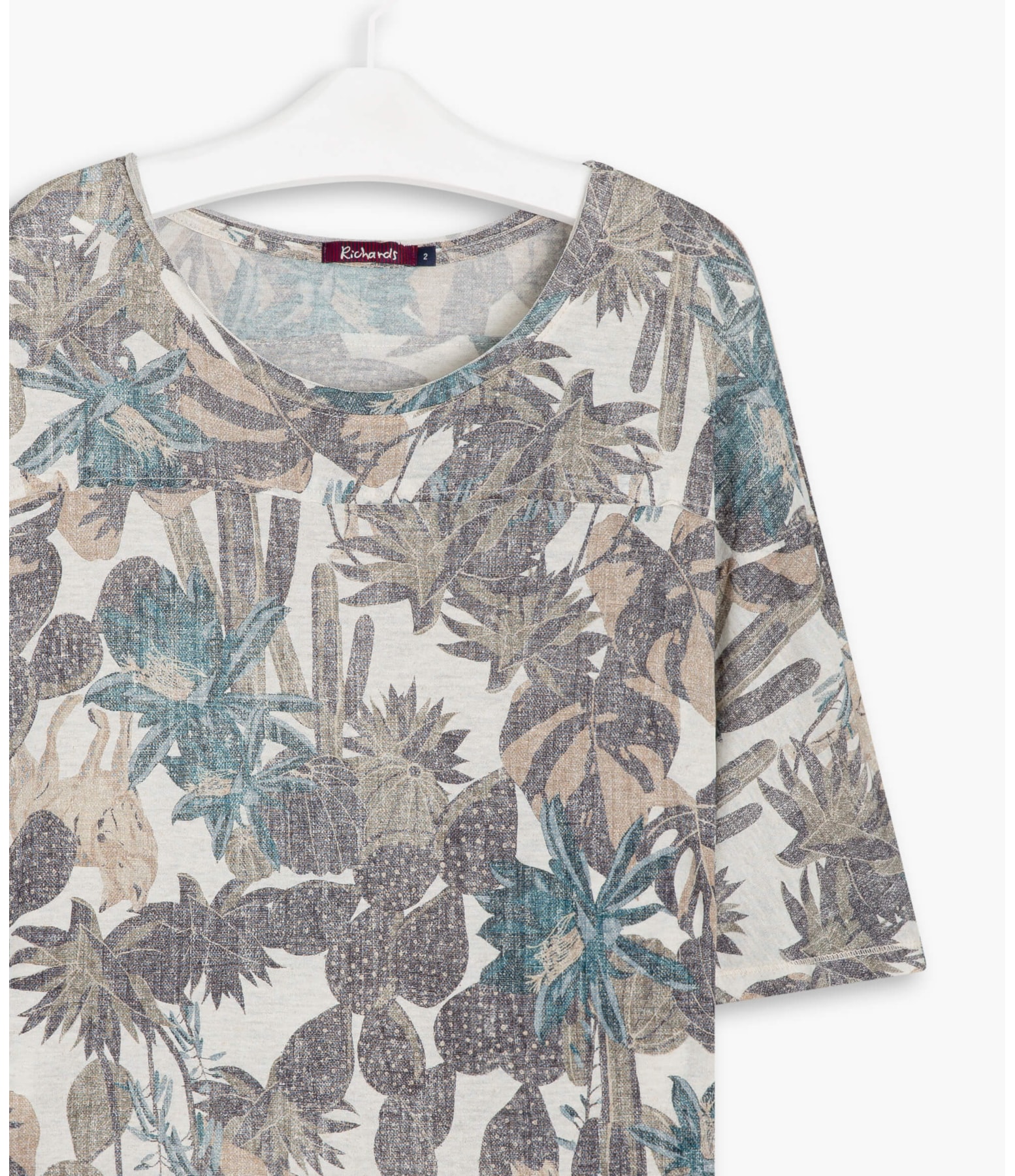 Blusa Linho  Chloe Est. Cacti Azul Bic