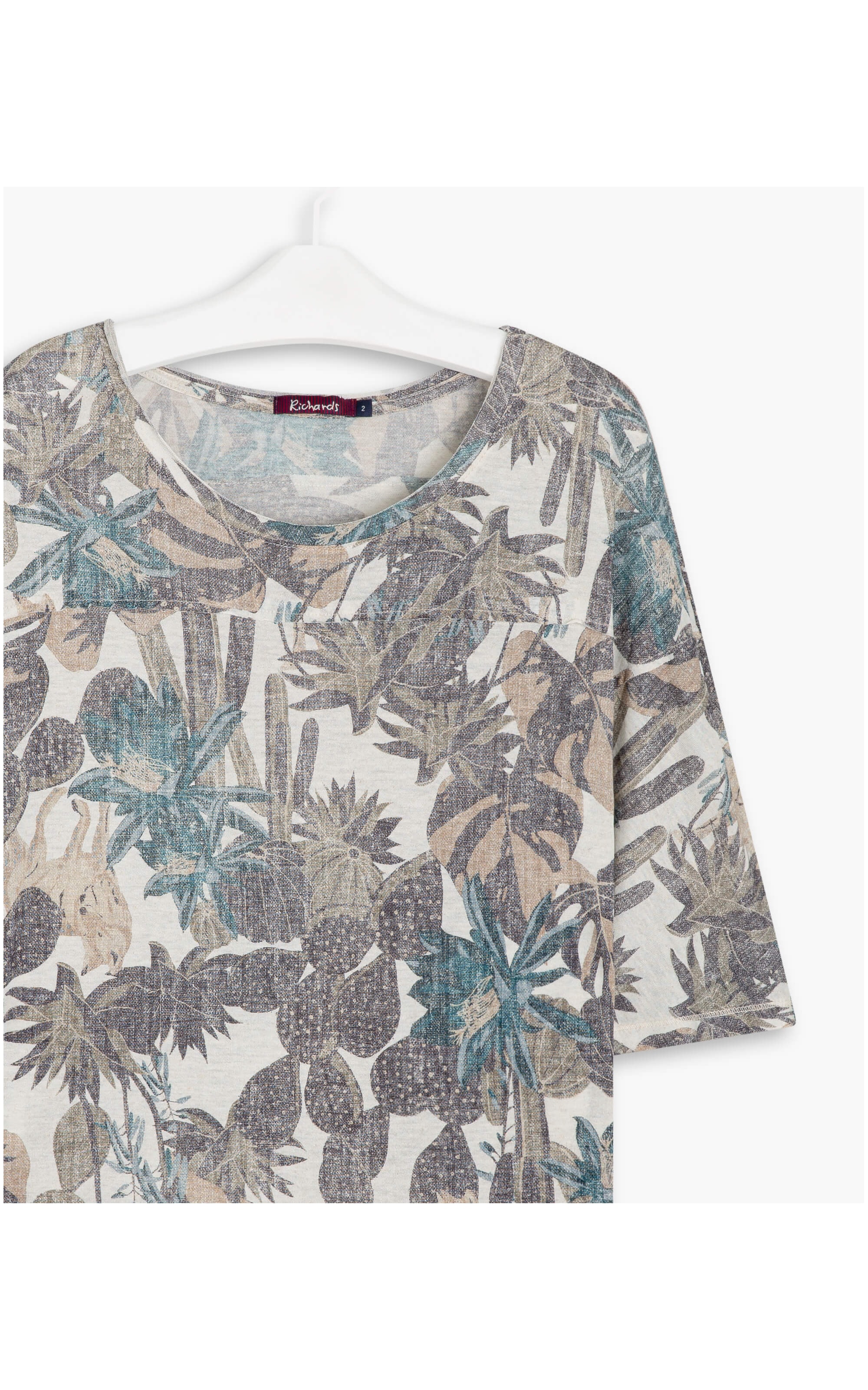 Blusa Linho  Chloe Est. Cacti Azul Bic