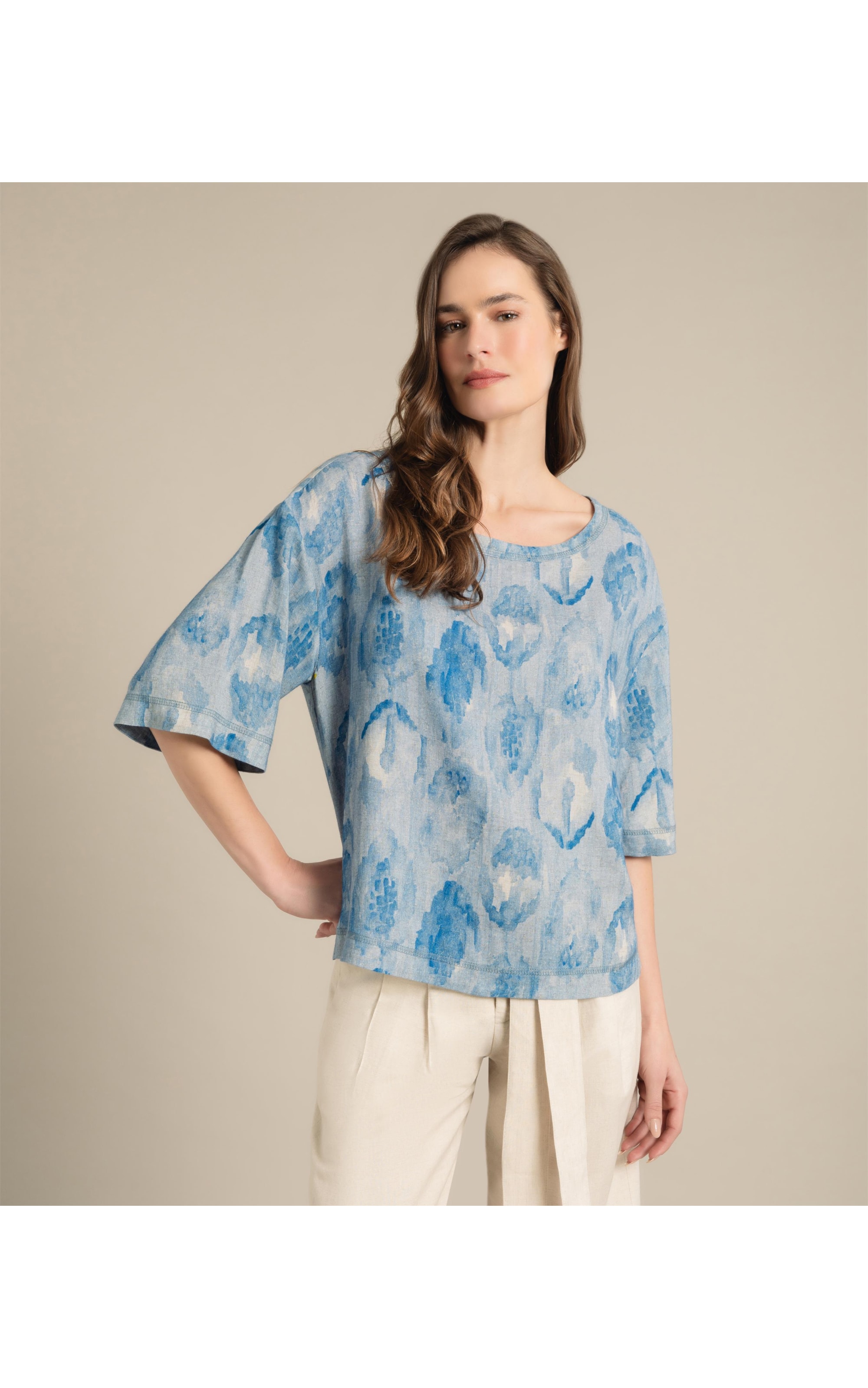 Blusa Linho  Clea Fruit Frais Hortencia