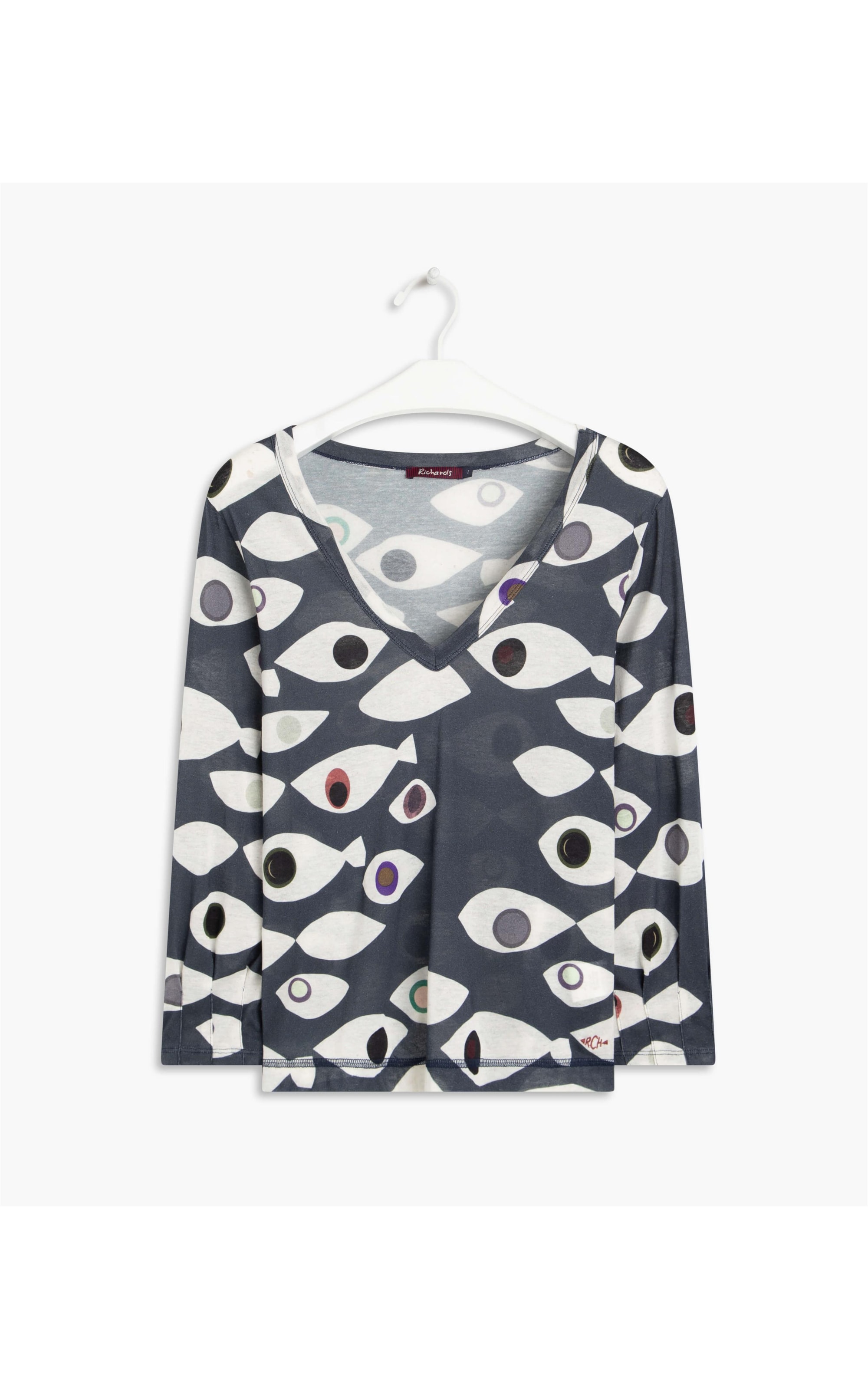 Blusa Linho  Cléo Est Peixes Dark Navy