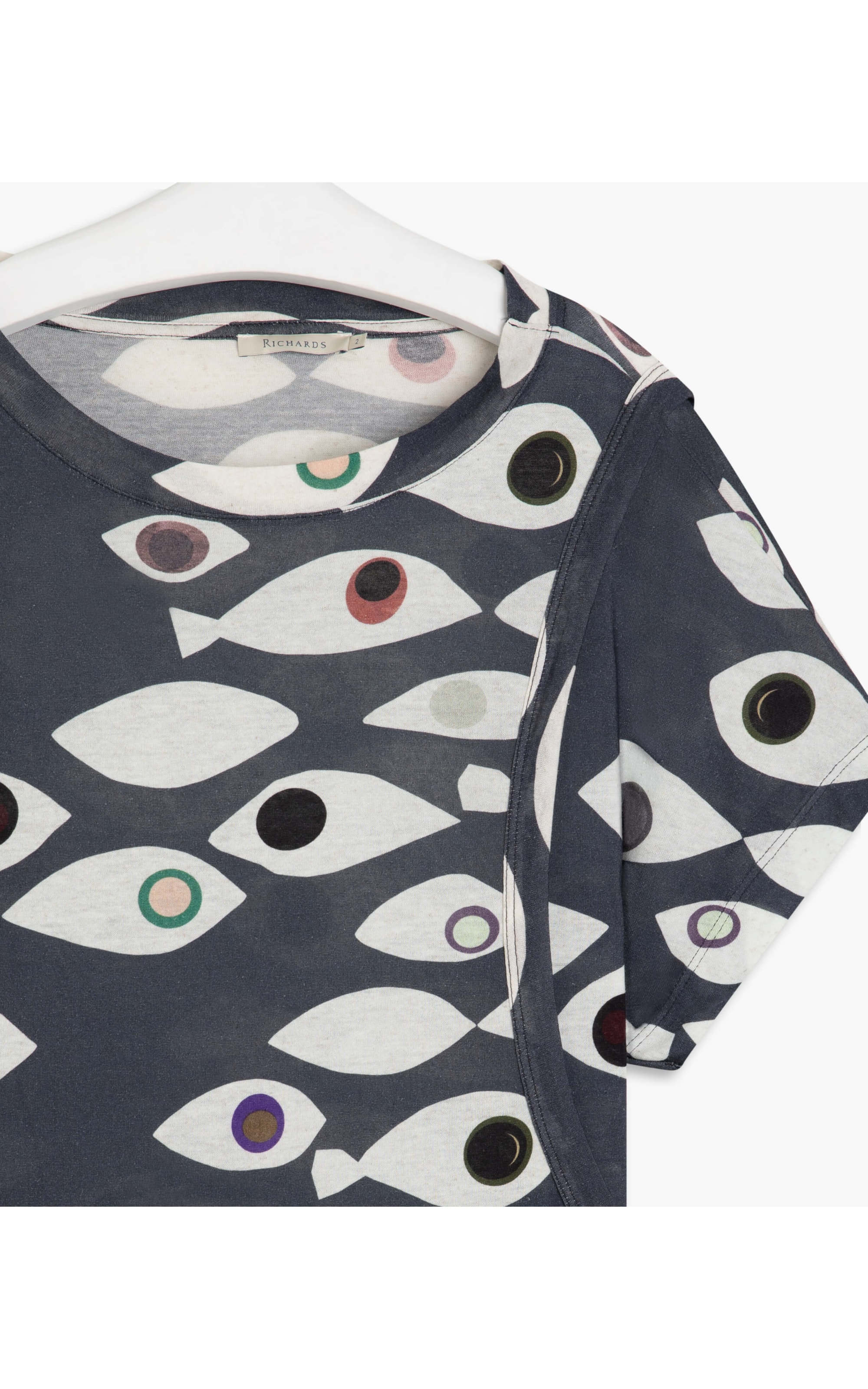 Blusa Linho  Copa Est Peixes Dark Navy