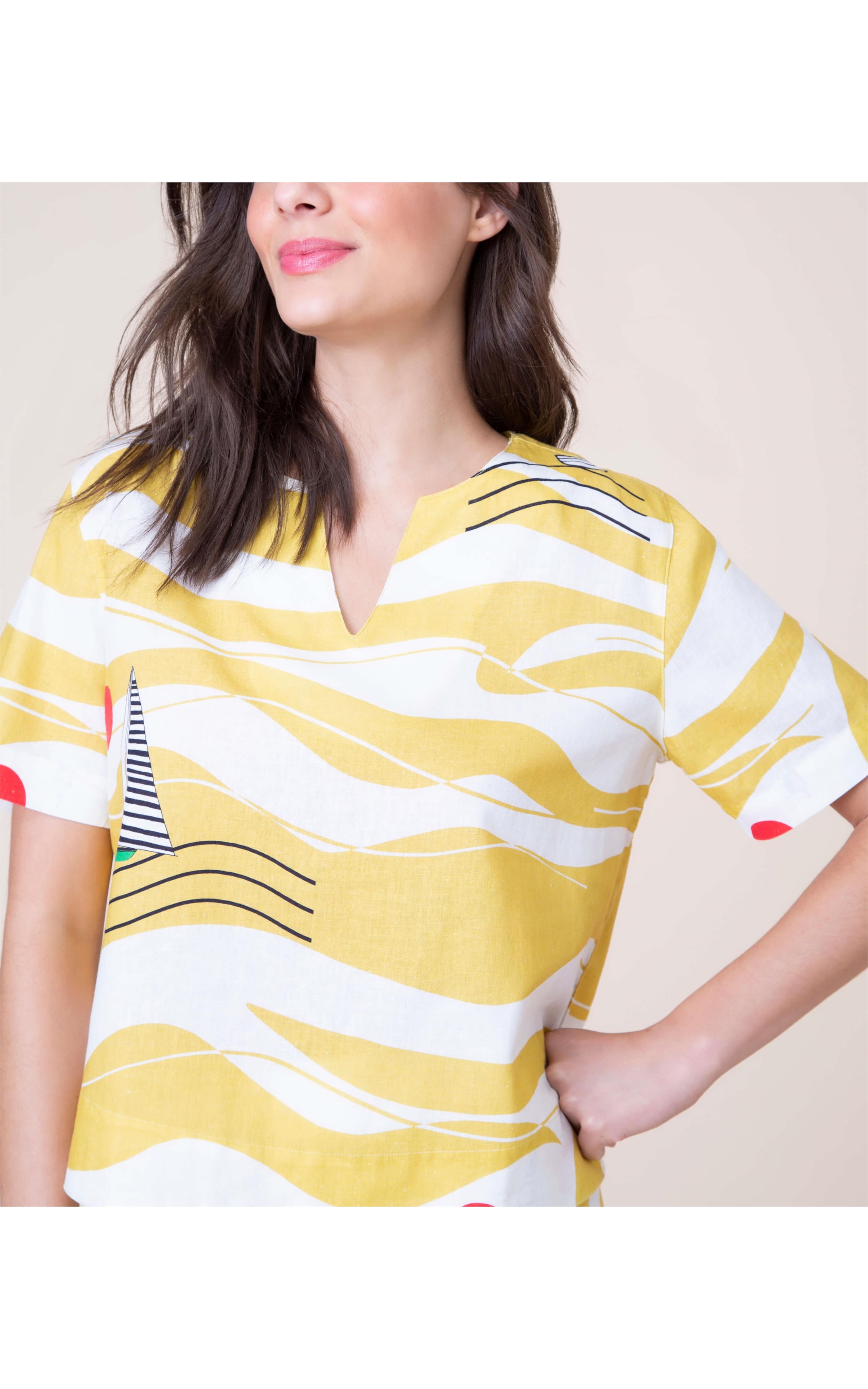 Blusa Linho   Dakar Ondas Amarelo